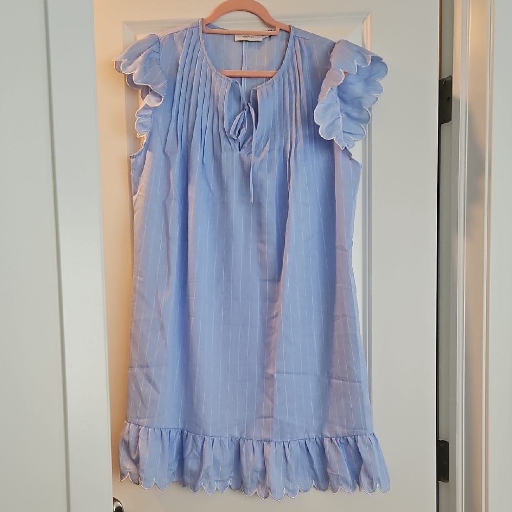 Greylin Sky Blue Dress with Ruffle Sleeves